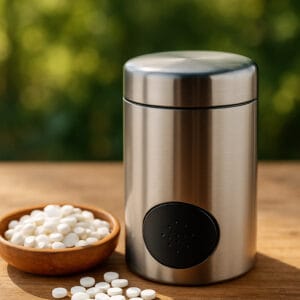 Dispenser met 300 witte stevia-zoetjes RebA97