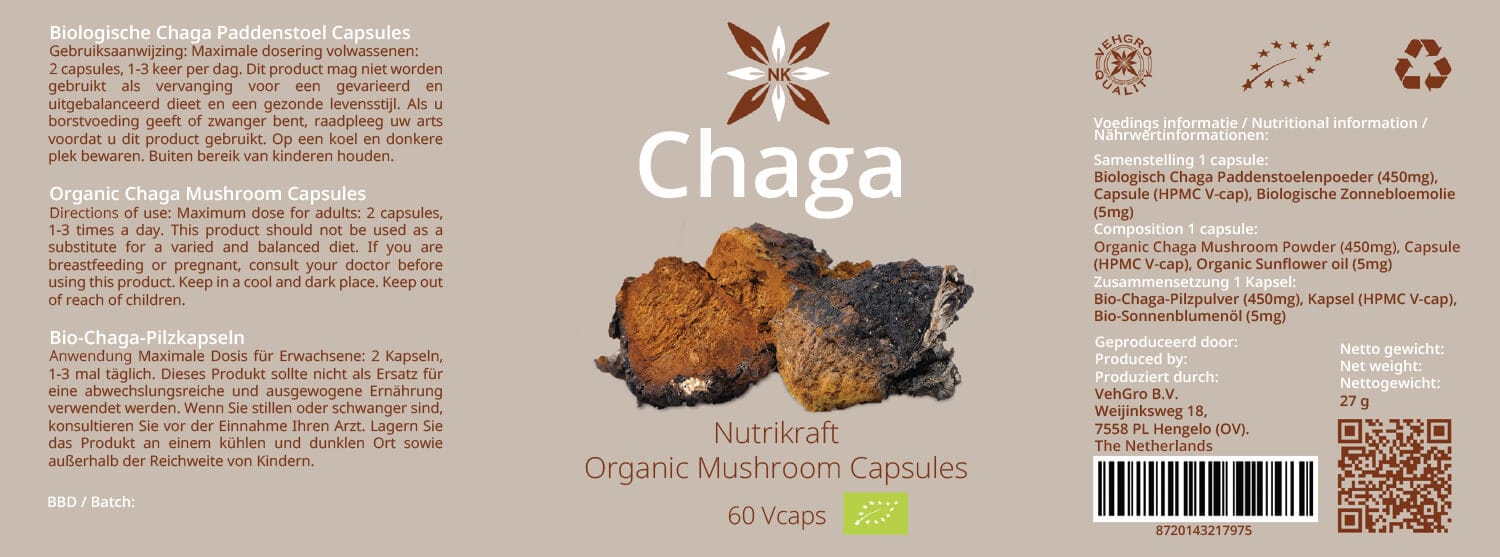 Nutrikraft - Chaga Capsules Bio 450mg 60 Caps